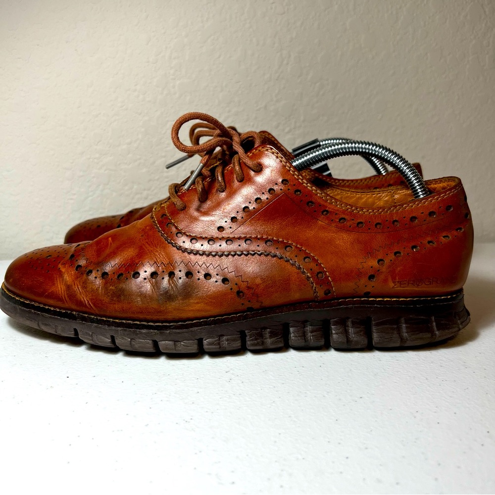COLE HAAN ZEROGRAND Wingtip Oxford Shoes, Size 9.5M, C29411, Brown